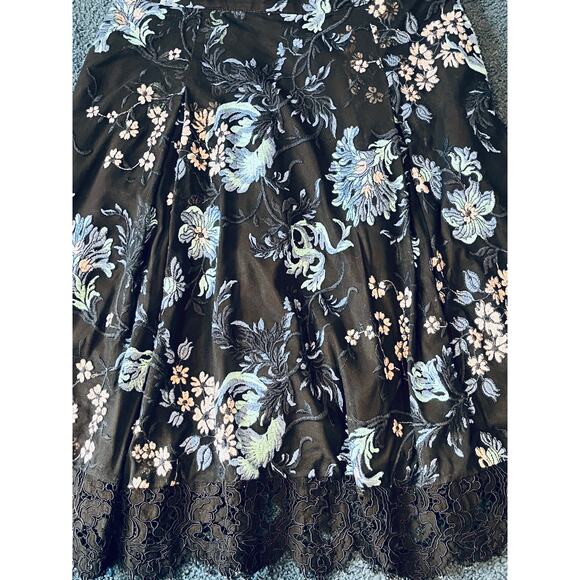 Sachin & Babi Embroidered Dark Floral Lace A-Line Skirt 10 whimsigoth romantic - Picture 5 of 9